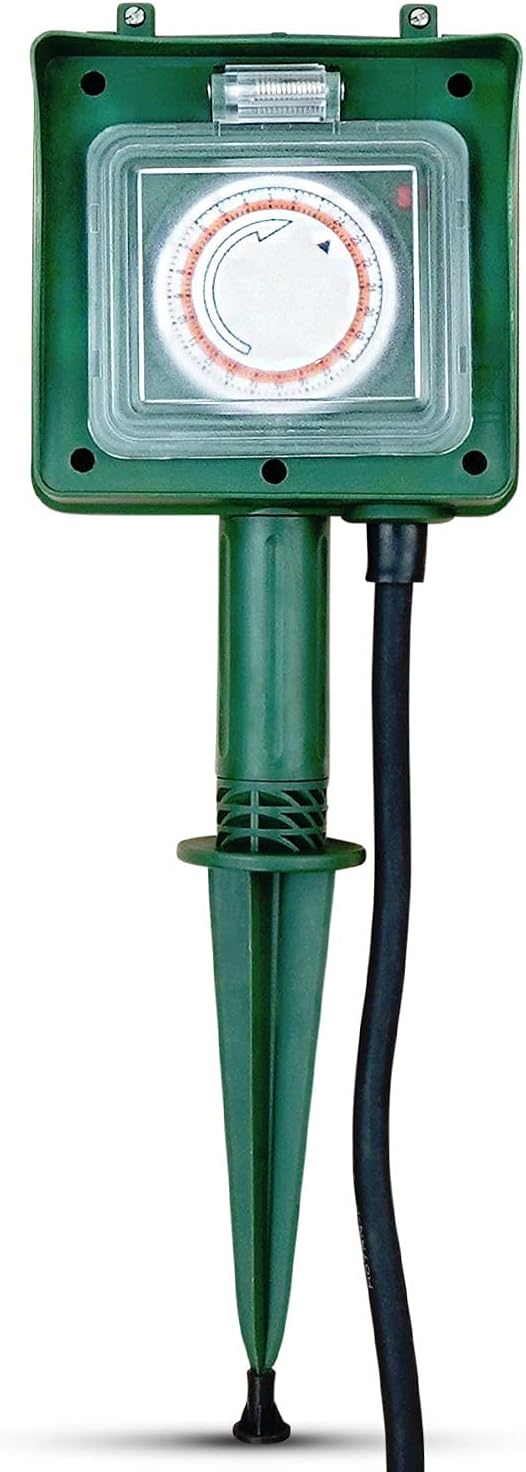 PerfectHD Gartensteckdose 2fach Außensteckdose mit Zeitschaltuhr