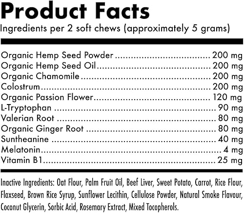 Miniatura 5 de Golosinas de cáñamo calmantes para perros fabricadas en Estados Unidos con cáñamo orgánico ayuda de separación natural ayuda con ladridos,