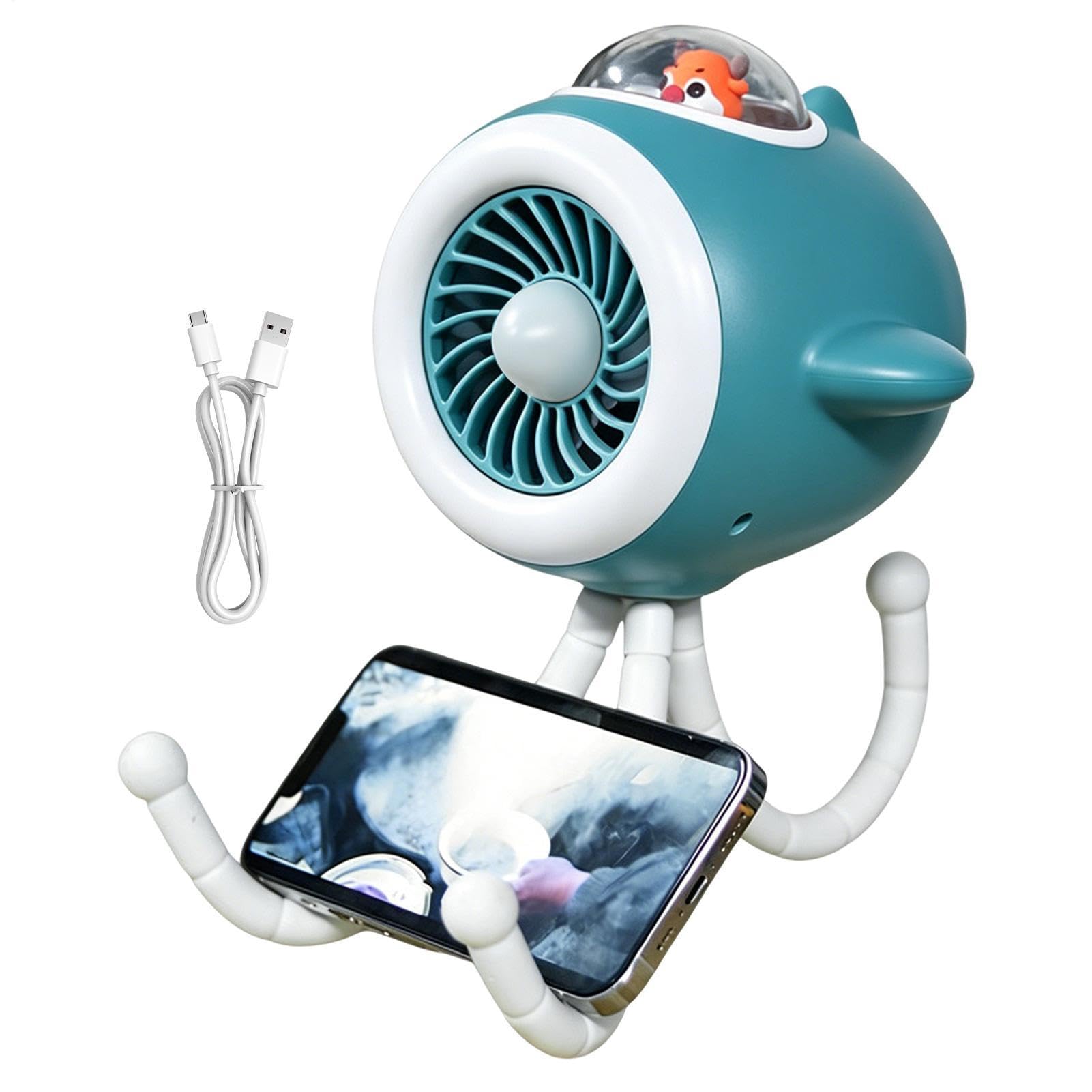 Genérico Ventilatore portatile per passeggino, luce LED girevole, ventilatore da scrivania portatile, per bambini, adulti, viaggi, spiaggia, campeggio, casa, passeggiate quotidiane, shopping, estate