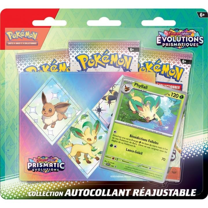 Pokémon TCG : Tripack Collection EV08.5 Prismatic Evolutions Sticker Ajustable Phyllali