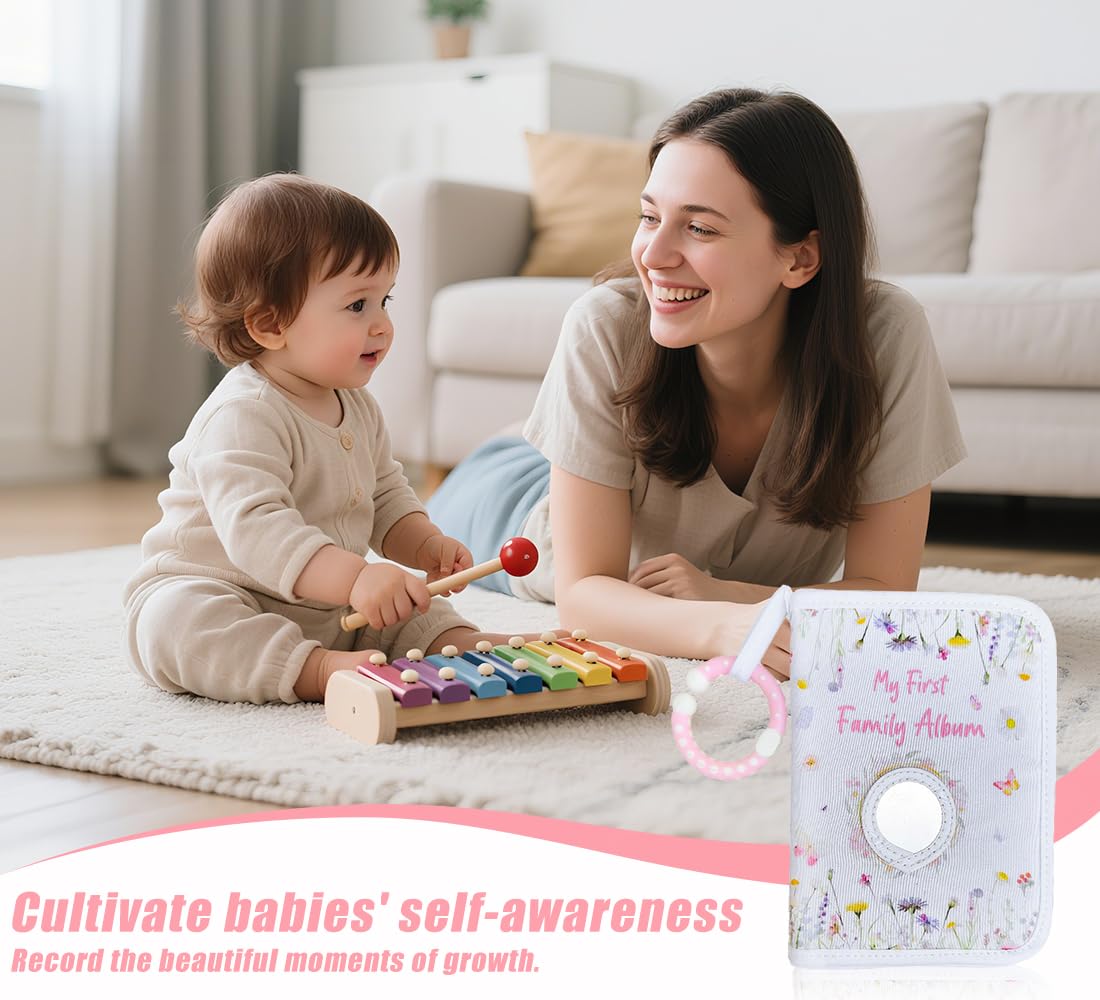Baby Photo Album Soft Cloth Book, SiumPklay Baby Memory Book with Mirror - Image 4
