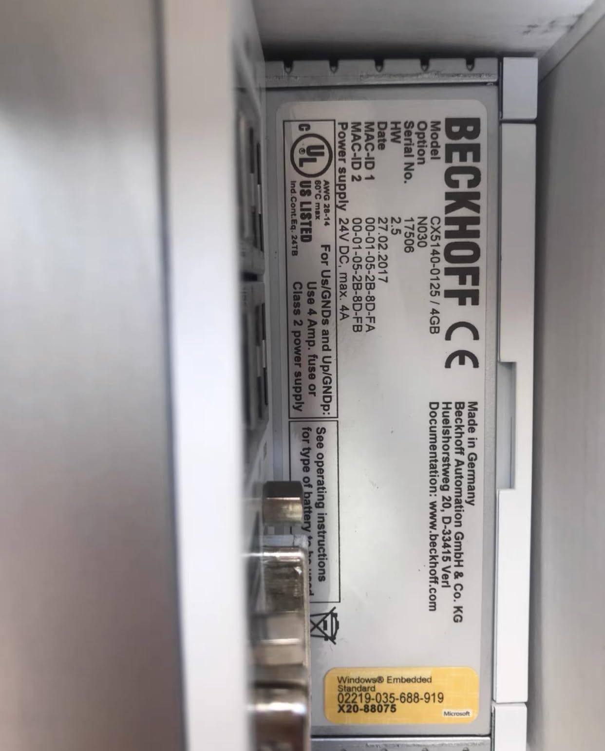 CX5140-0125 Remaining unutilized spare parts for projects