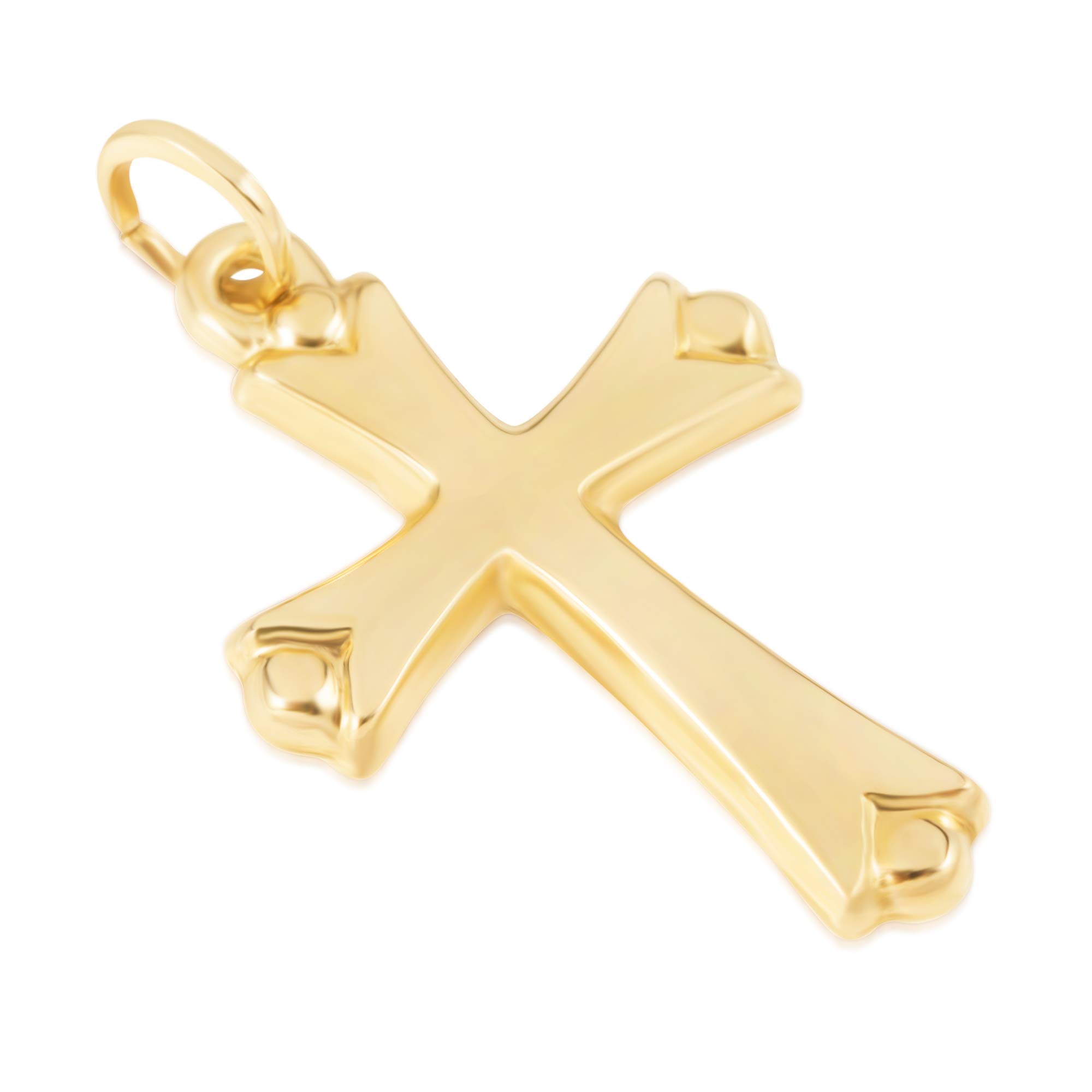 JULIETTE COLLECTION 14K Yellow Gold Rounded Edge Cross Religious Pendant/Charm for Men and Women