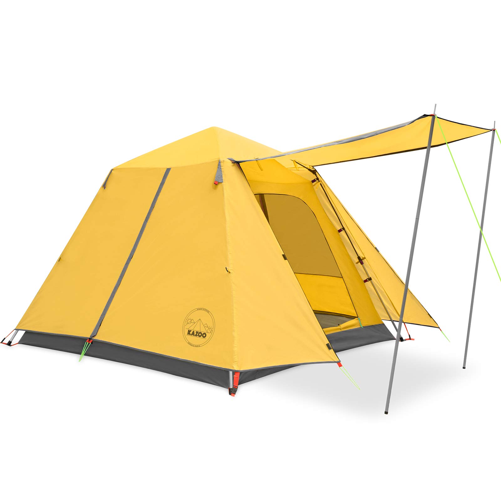 KAZOO Family Camping Tent Large Waterproof Pop Up Tents 3 Person Room Cabin Tent Instant Setup with Sun Shade Automatic Aluminum Pole