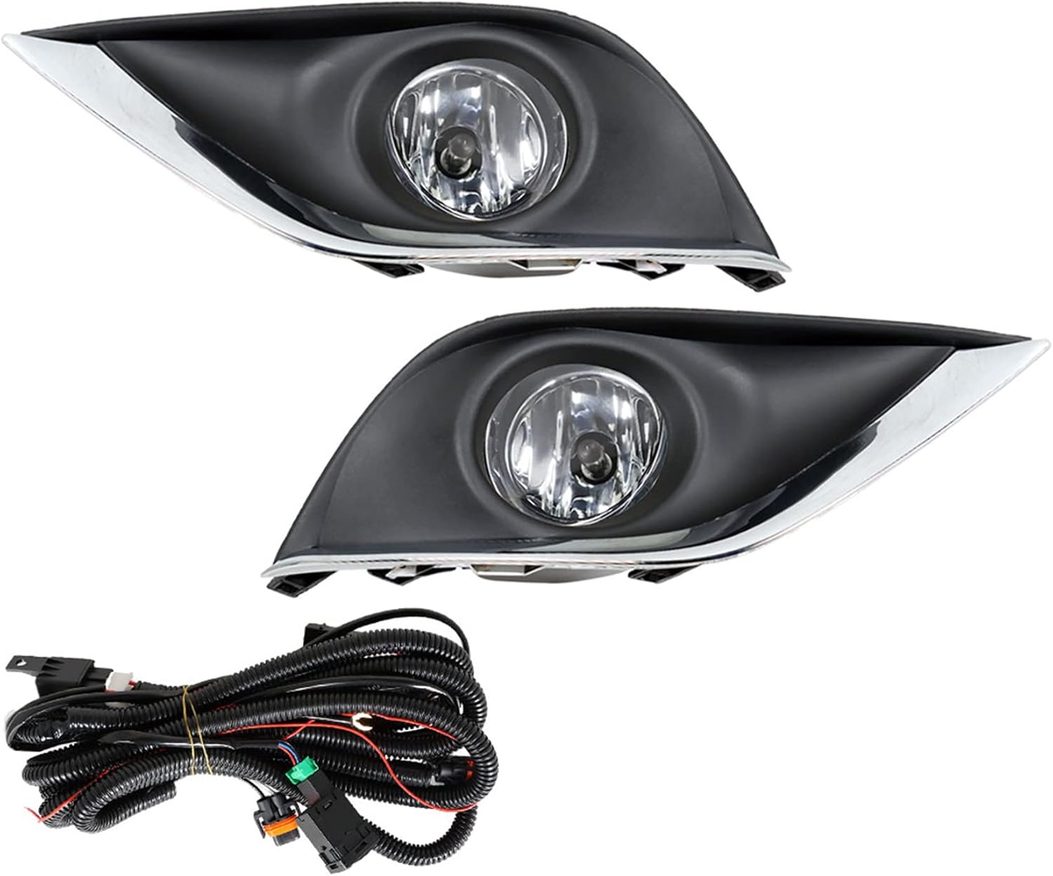 1 Pair of Driving Clear Lens Fog Light Assembly with Wiring Switch Kit Replacement for Ver-sa 4 Door Sedan 2015-2018