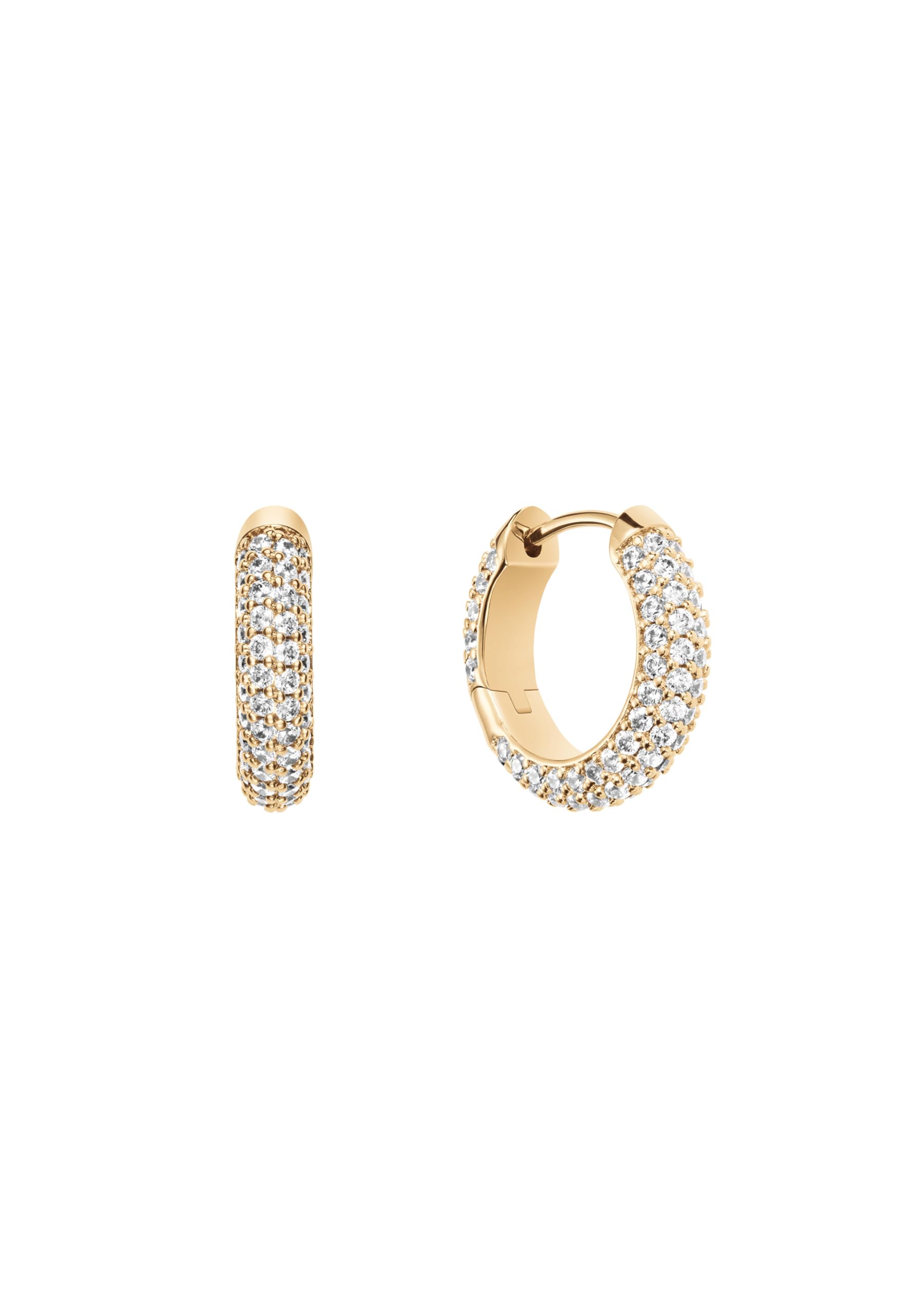 Daniel Wellington Pavé Earrings, Hoop Earrings for Women, Gold Plated Brass Trendy Earrings with CZ Crystal