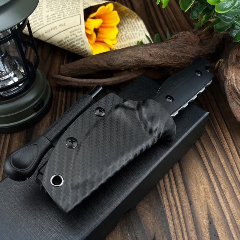 EDC Fixed Blade Knife with Kydex Sheath, Full Tang 8Cr13MoV Steel Blade & Ergonomic G10 Handle for Outdoor, Camping, Fishing and Hiking,Gift For Men