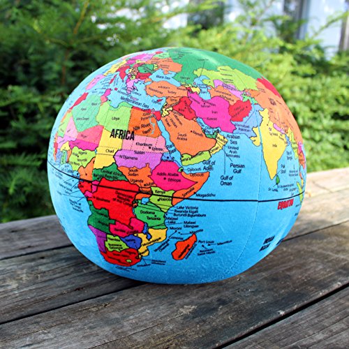 Attatoy Love-The-Earth Plush Planet Globe; 13" Educational World Stuffed Toy with Geo-Political Markings