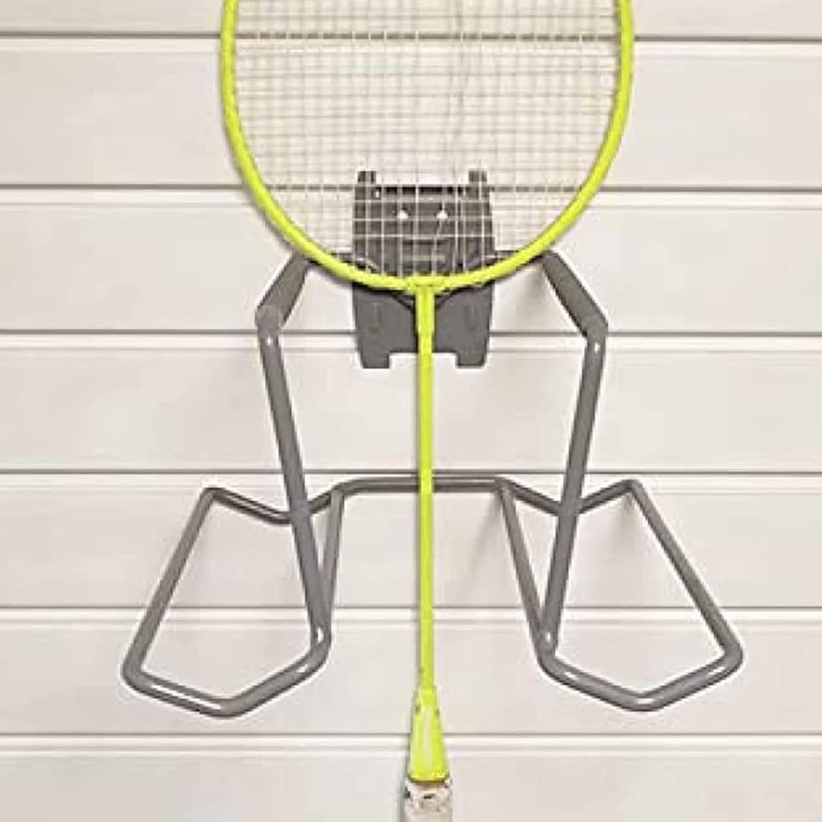 Supporto per racchetta da tennis, espositore per racchette da badminton, in metallo, antiscivolo, può contenere 6 palline e 4 racchette, organizer da parete per garage, badminton, tennis,