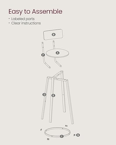 Miniatura 9 de VASAGLE Bar Stools, Set of 2 PU Upholstered Breakfast Stools, 29.7 Inches Barstools with Back and Footrest, Simple Assembly, for Dining Room Kitchen