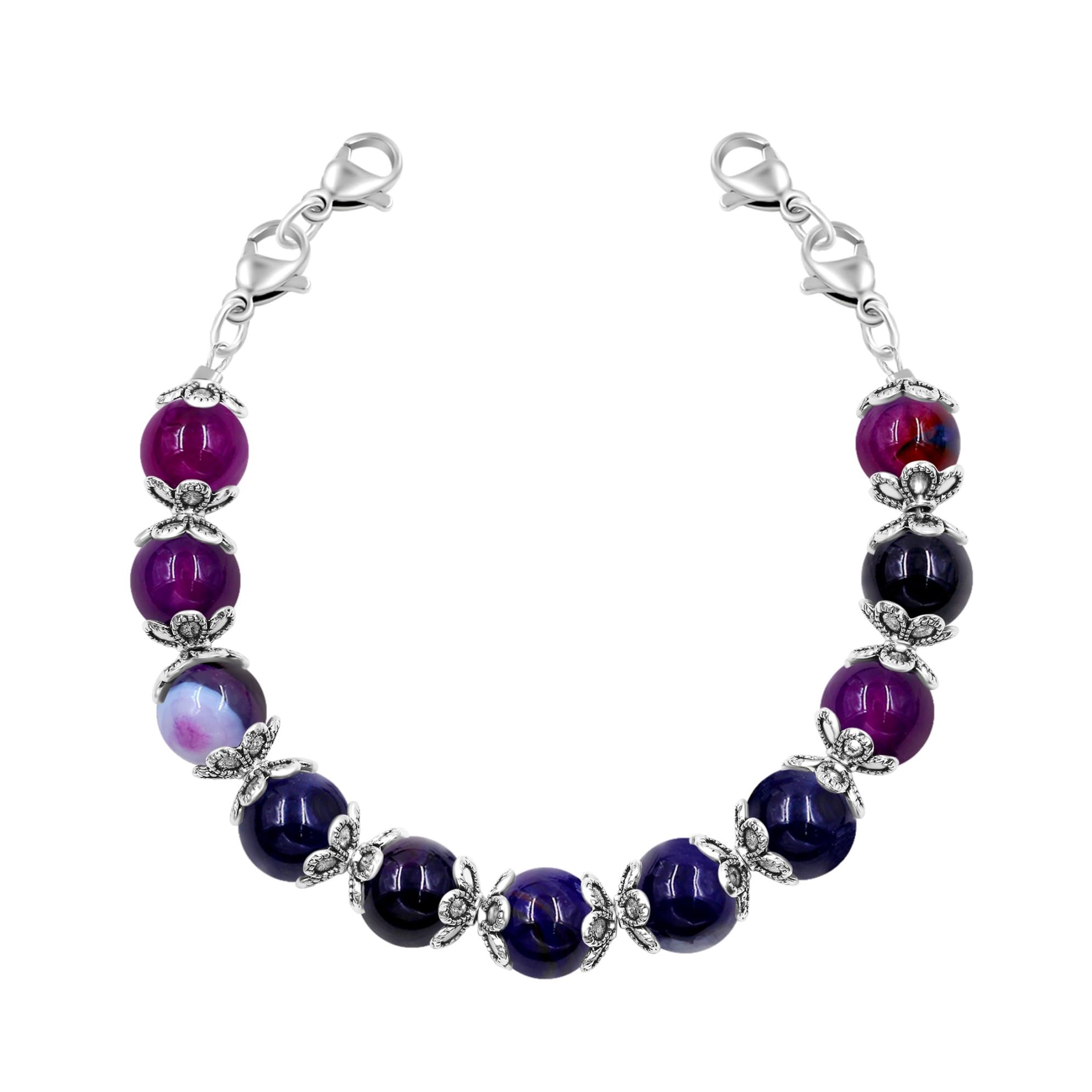 Interchangeable DIY Semi-Finished Medical Alert Bracelet - 8mm Natural Stone Bead Adjustable Dual-Use Bracelet - YA5062