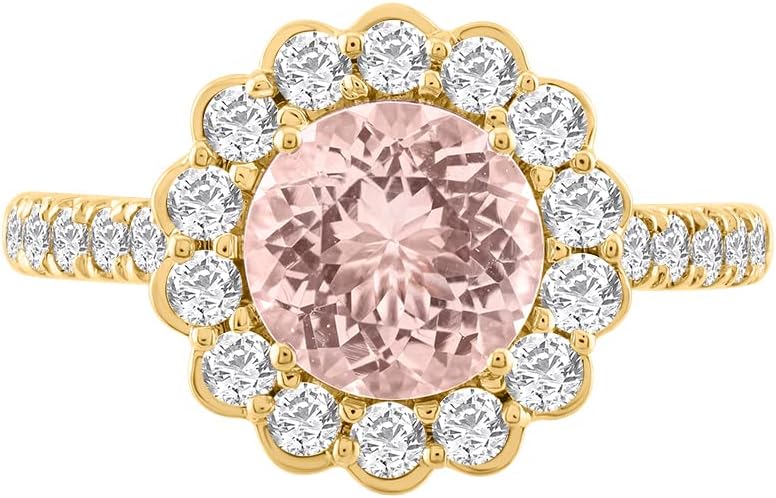 Women’s 14k Round Pink Morganite & Diamond Engagement Ring 2.48 CTW