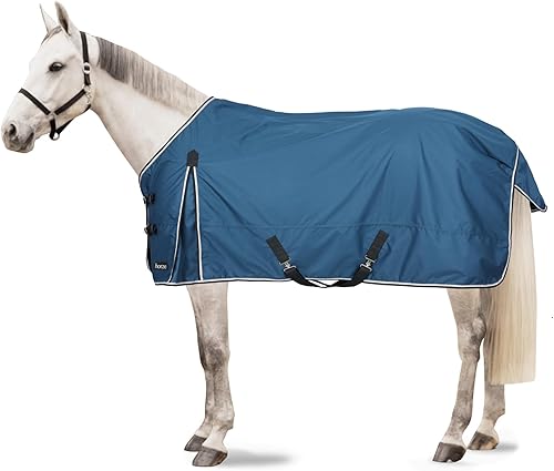 HORZE Glasgow - Hoja de caballo impermeable ligera (sin relleno), color azul ópalo, 78 pulgadas