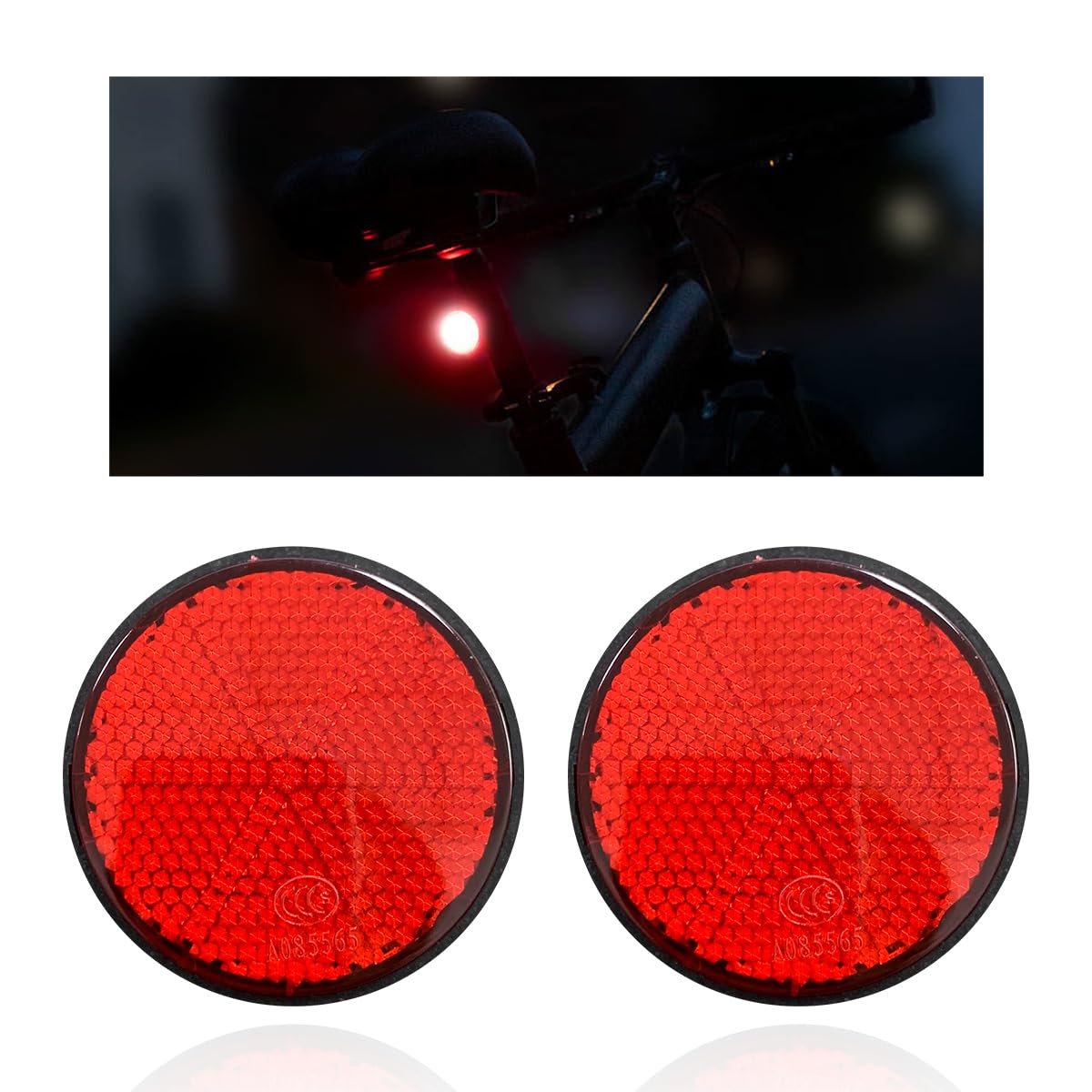 2 PCS Motorcycle Reflectors, Plastic Round Reflective Warning With Bolts, Safety for Motorcycles, Scooters and Bicycles, Accessories (Red)