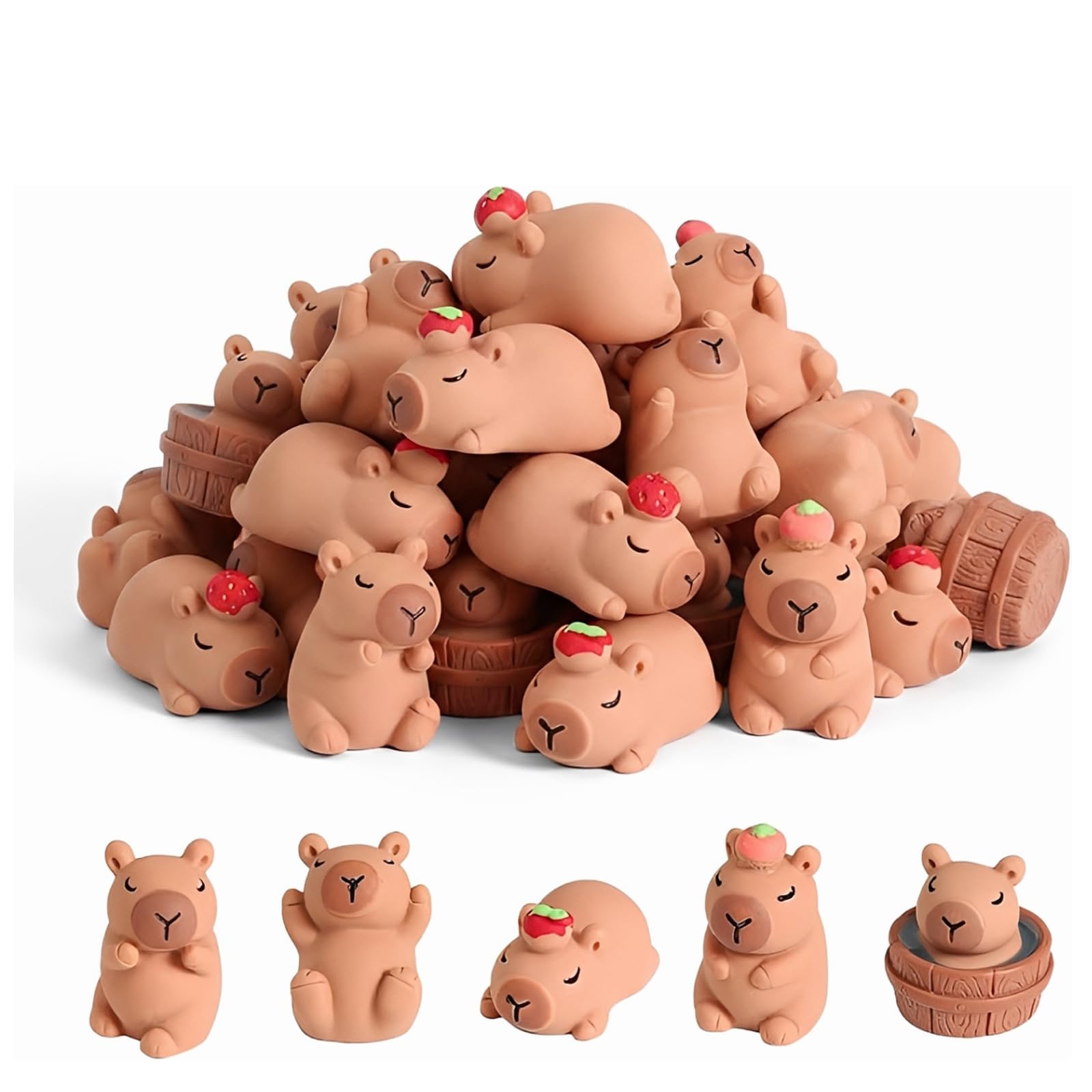 35Pcs Mini Capybara,5 Styles Mini Eco-friendly Figures Resin Animals，Capybara Cake Decorations, Miniature Landscape Decoration, Dollhouse Accessories,Car Dashboard Ornaments