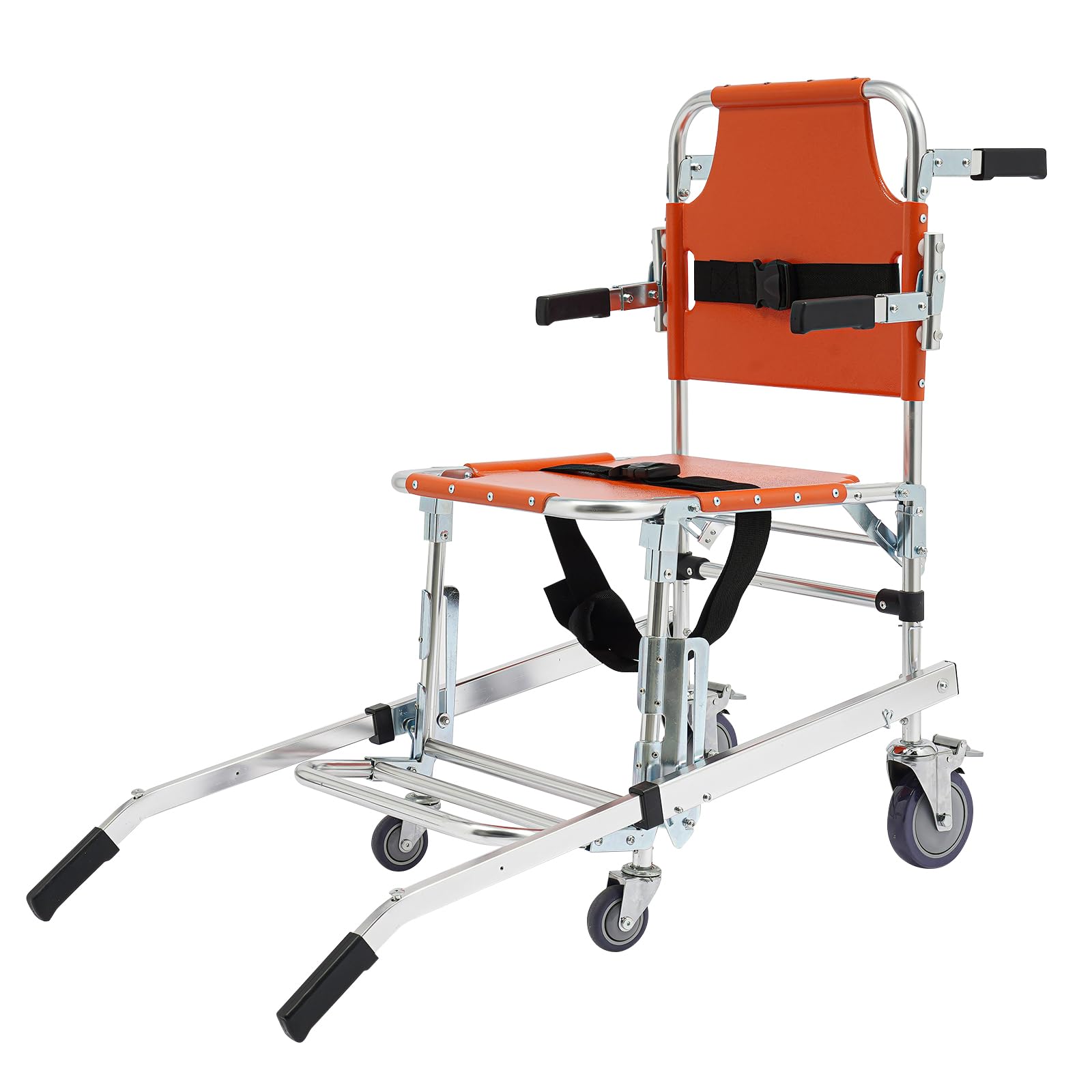 Silla de transporte plegable para escaleras, con cuatro ruedas y correas de asiento de liberación rápida, 159 kg, peso de carga, ligero, plegable, aleación de aluminio, para emergencias