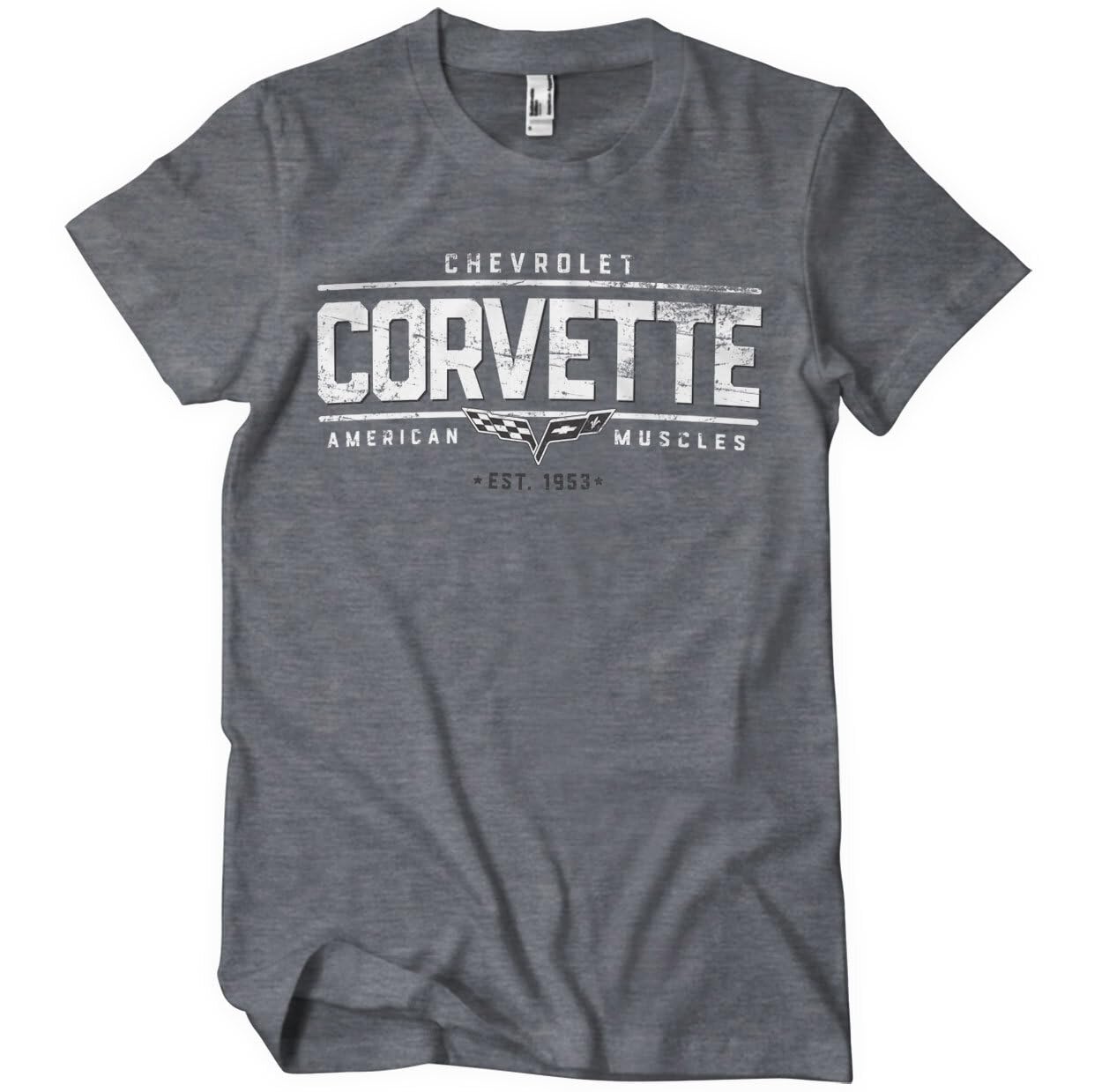 Chevrolet Men's Dark-Heather Officially Licensed Corvette - American Muscles T-Shirt (Dark-Heather), XX-Large