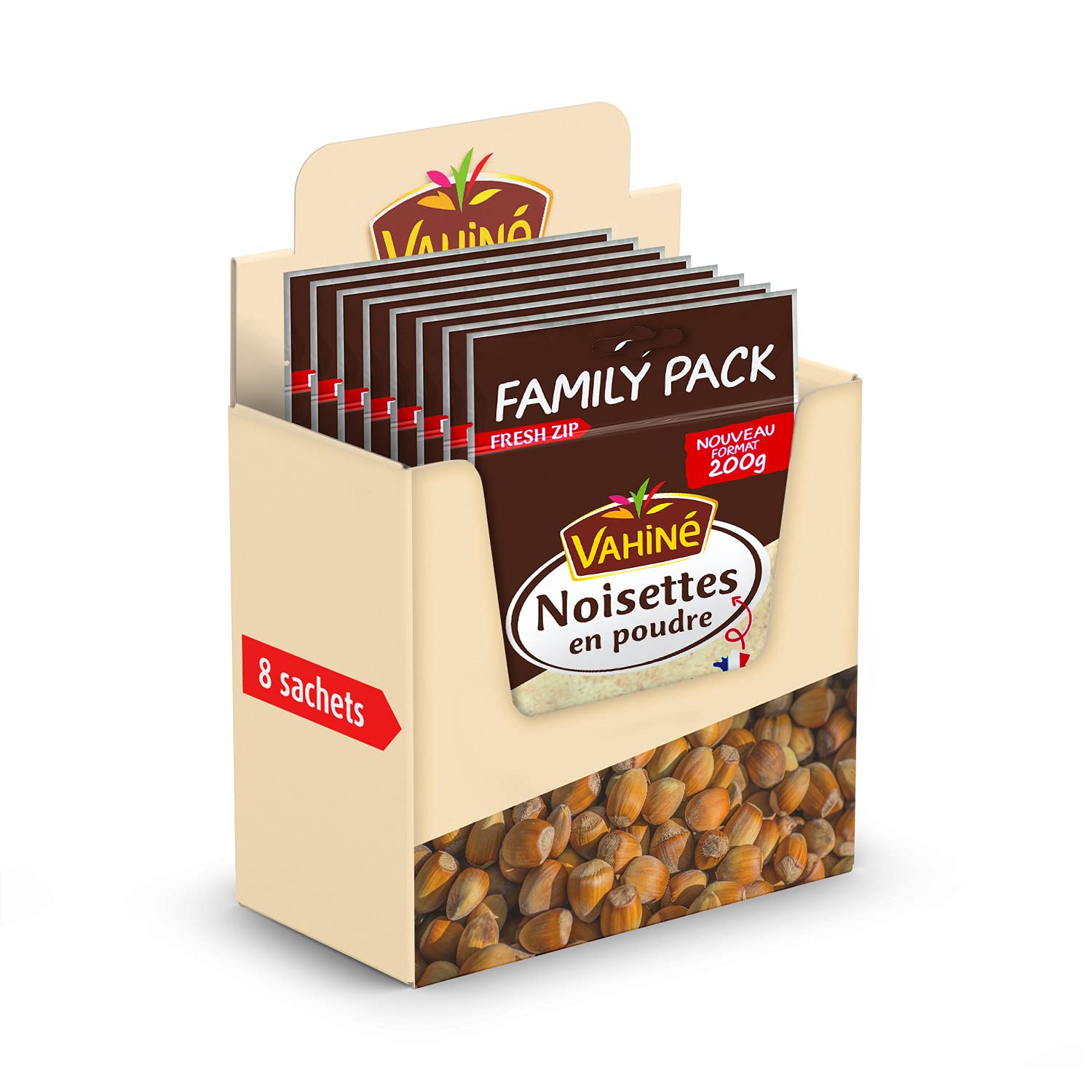 VAHINE - Noisettes en poudre format familial 200 g - Lot de 8
