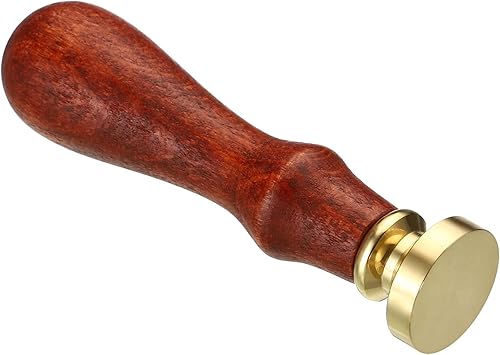 Miniatura 4 de PATIKIL Sello redondo de cera en blanco de 0.787 in, cabeza de latón extraíble sin tallar mango de madera retro para invitación de sobre, embalaje