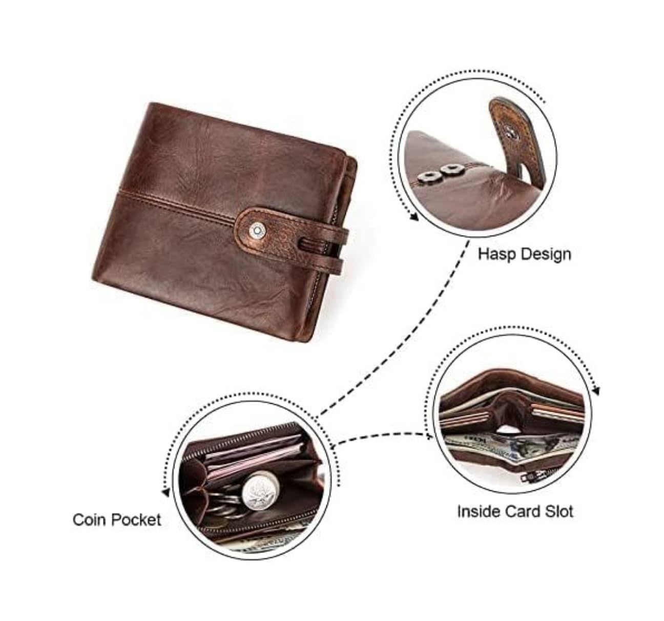 Funzione Di Contenimento Portafoglio Da Uomo In Pelle 1 Pezzo Retrò Casual Corto Con Pochette Lavoro Di Grande Capacità Per Viaggio Uso Quotidiano(Black)