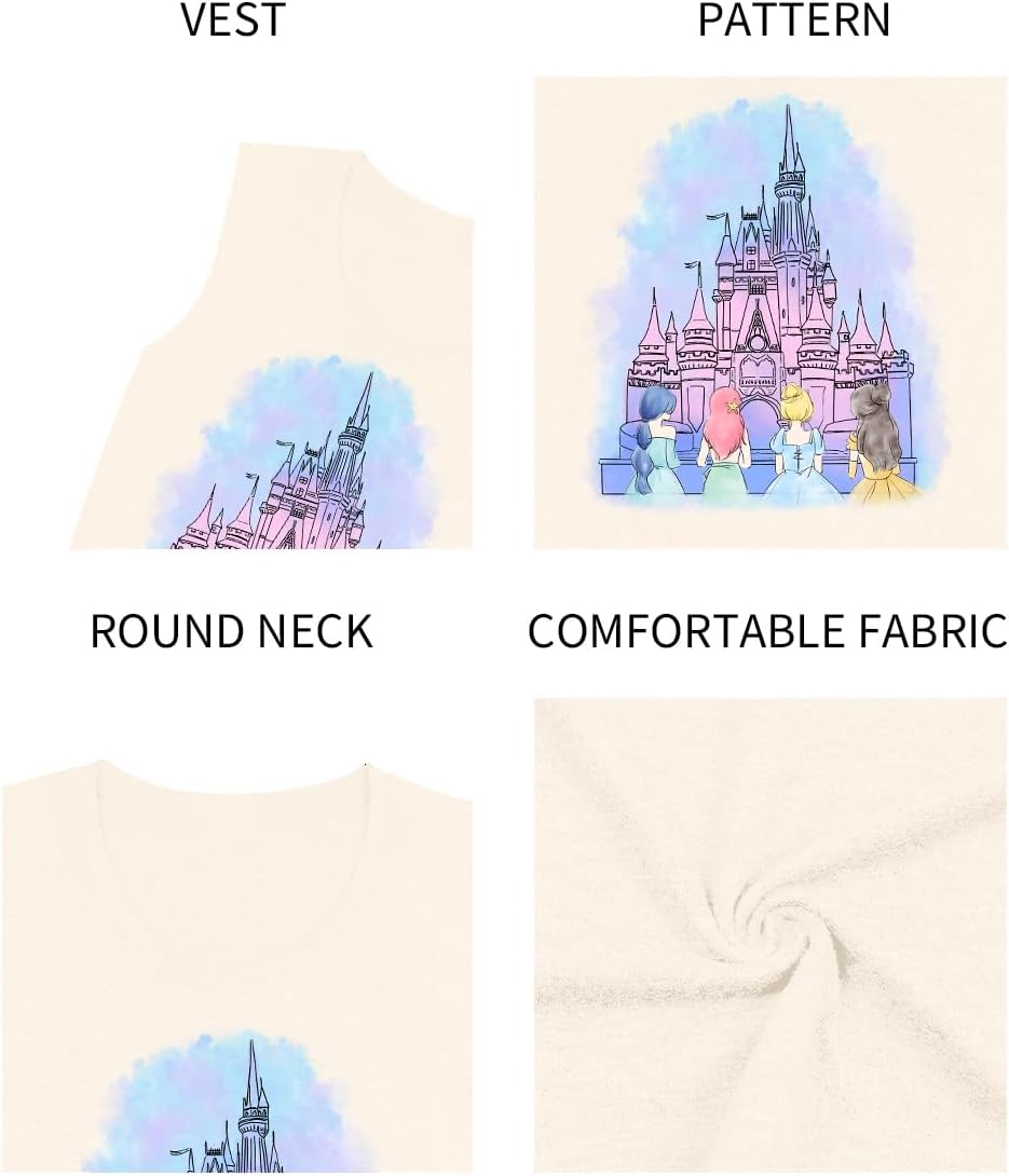 Magic Castle Tank Top for Women Magic Kingdom Graphic Shirt Tops Summer Vacation Vest - Image 5