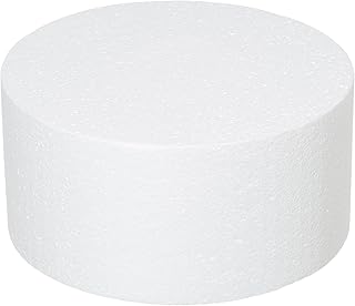 Crafare 8x4Inch Foam Dummy Round Cake for Crafts 2pcs Round Cake Dummy Discs for Cake DIY Projects Wedding Holiday Christmas Crafts Making and School Modeling