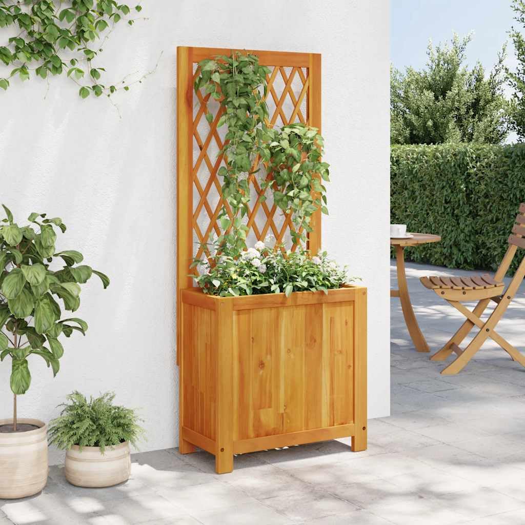 Donica z trejażem Lite Drewno Akacjowe 55x29,5x132 cm Skrzynia Ogrodowa na Rośliny Pnące do Ogrodu Patio Taras