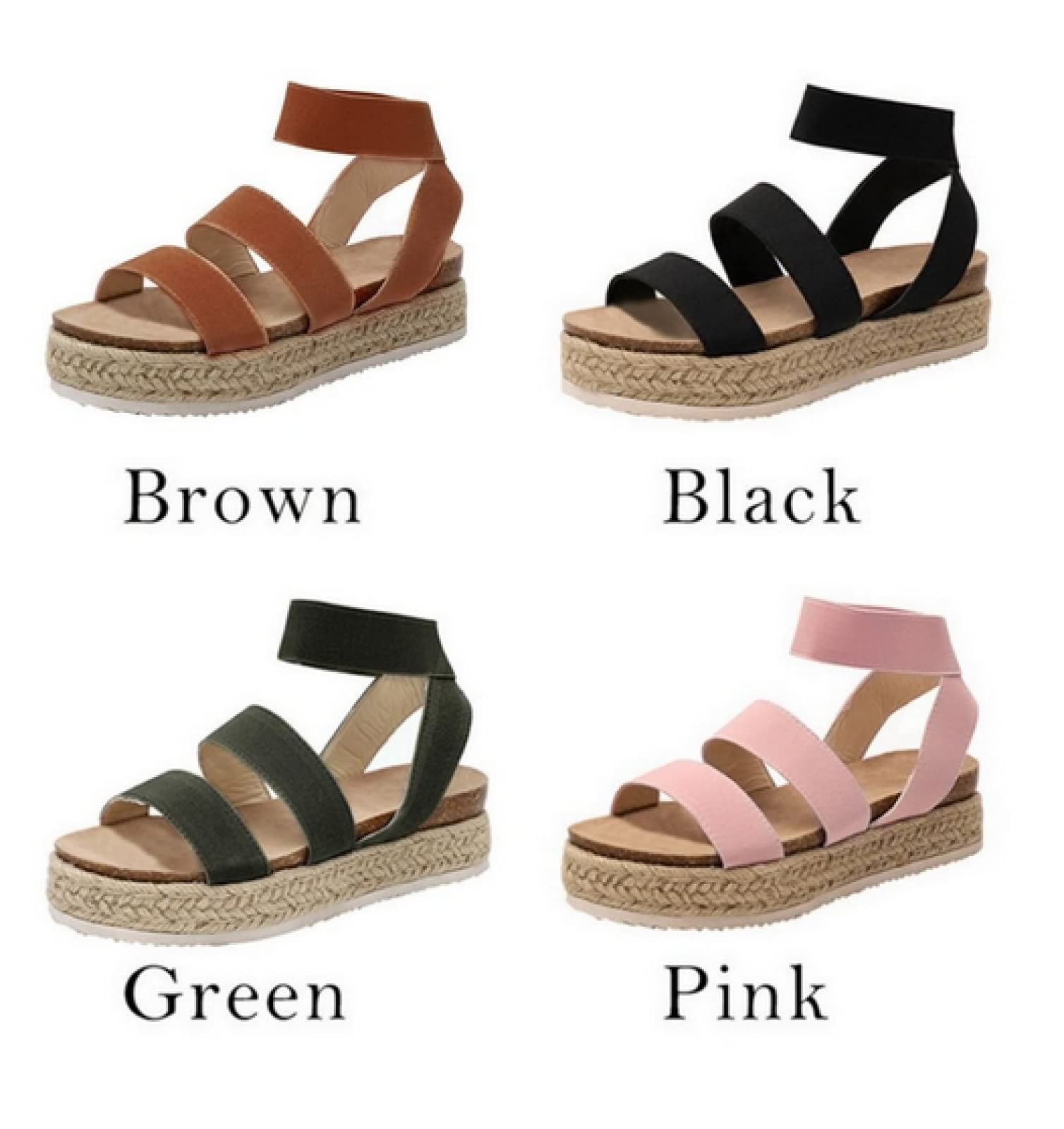 Women's Ankle Elastic Strap Espadrille Cork Flatform Platform Wedge Open Toe  Studded Sandals,A-39EU : Amazon.com.au: Clothing, Shoes \u0026 Accessories