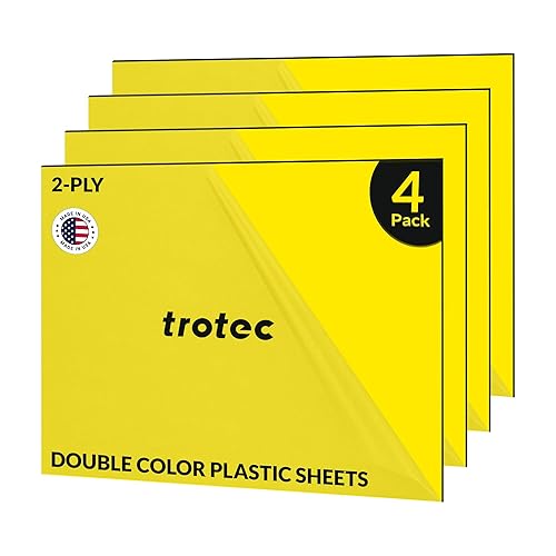 Trotec TroLase 12 x 20 x 132 pulgadas, 4 unidades, amarillonegro, 2 capas, acrílico modificado, grabado láser, lámina de plástico de doble color,
