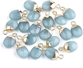 KitBeads 20Pcs Natural Jade Gemstone Charms Faceted Oval Golden Pendants...