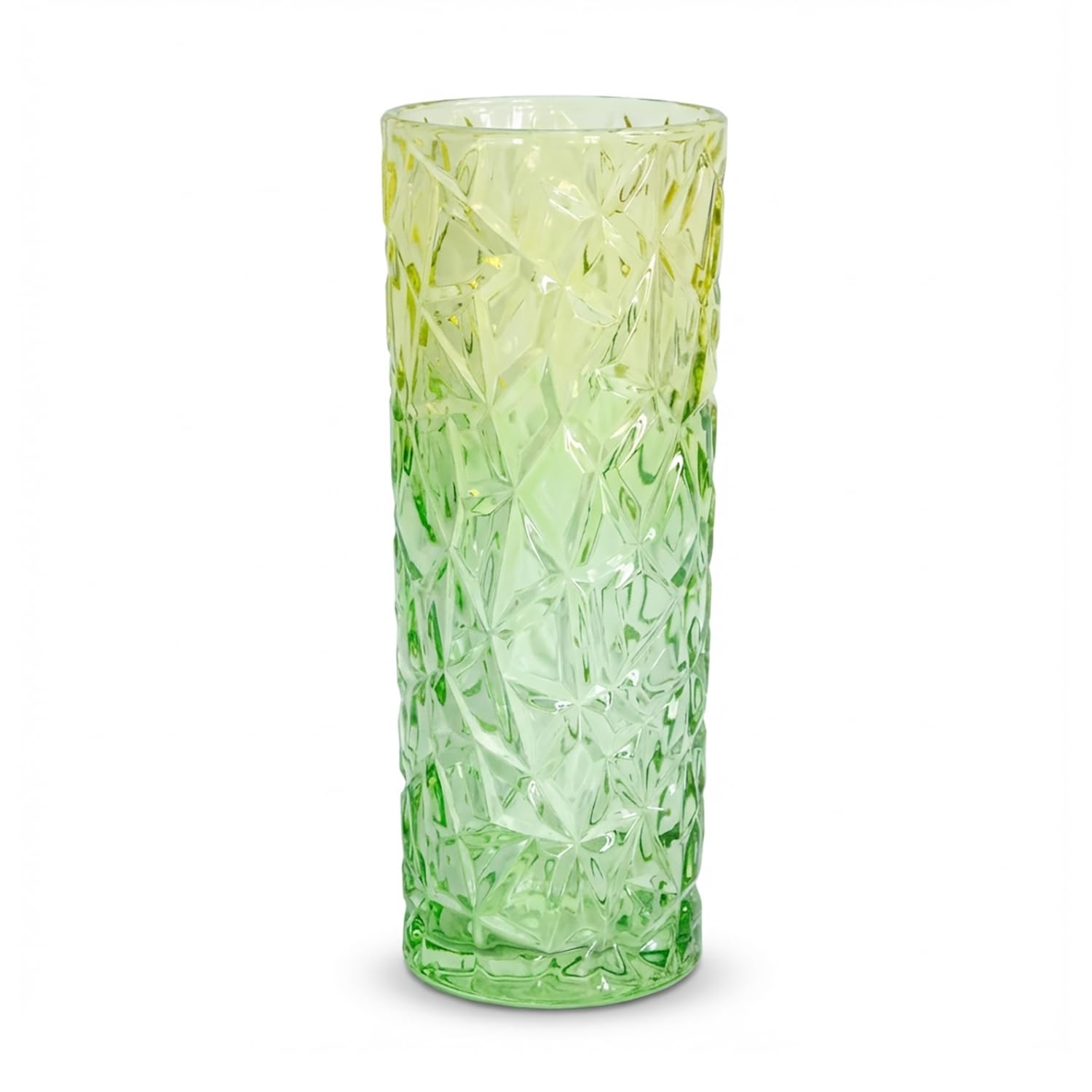 Jarrón grande de cristal con forma de flores de hielo verde de 30 cm, diseño moderno para decoración del hogar, centros de mesa de Navidad, regalo para madres (verde)