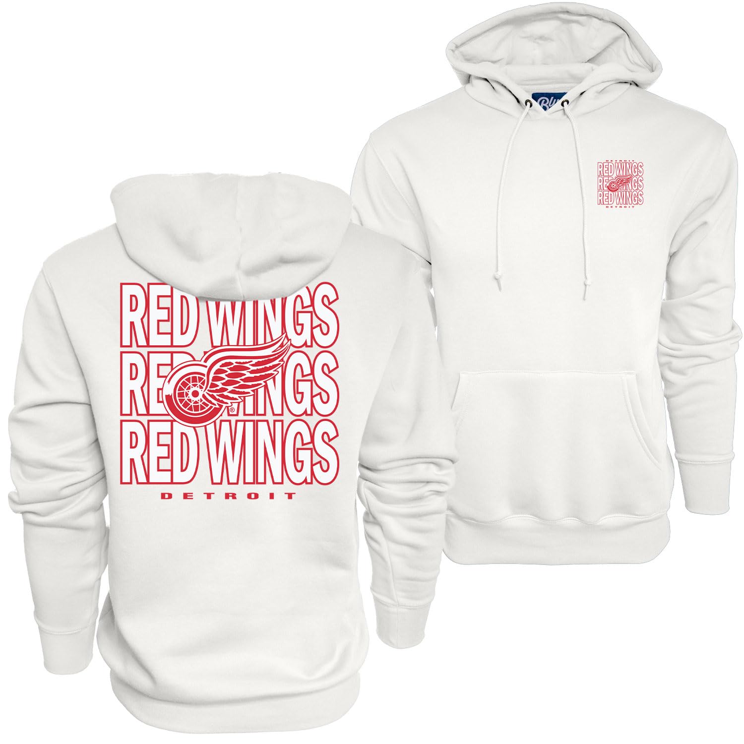Blue 84 NHL Officially Licensed Hooded Sweatshirt Front/Back Curl White
