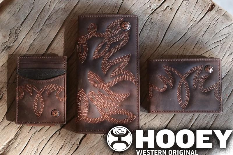 Image of HOOEY Wyatt Brown Leather Front Pocket Bifold Wallet | Western Cowboy Wallet for Men