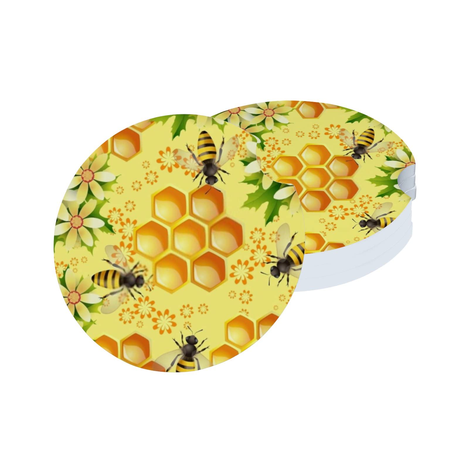 JNNJ 2 Pièces Dessous De Verre Universels Pour Les Porte- Gobelets, Tapis De Tasse En Nid D'abeille Pour L'intérieur Du Véhicule, Verre D'eau Voiture Tapis D'insertion En Nid D'abeille(Bleu+Noir