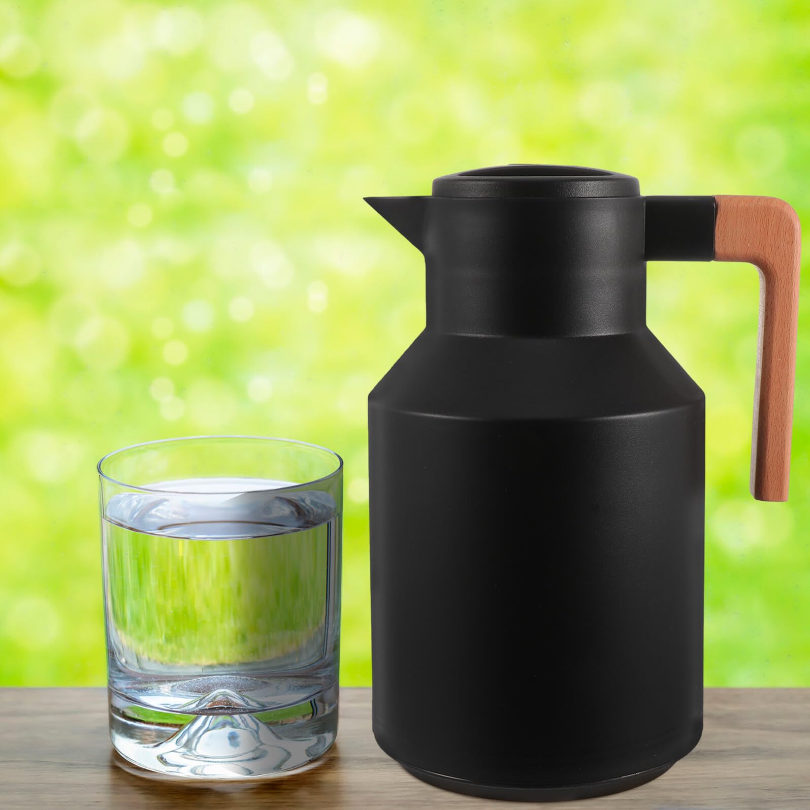 Bouilloire avec Doublure Eau Thermique Transparente et Isolée Poignée Confortable Amovible pour Maison Bureau Camping et Hôtel