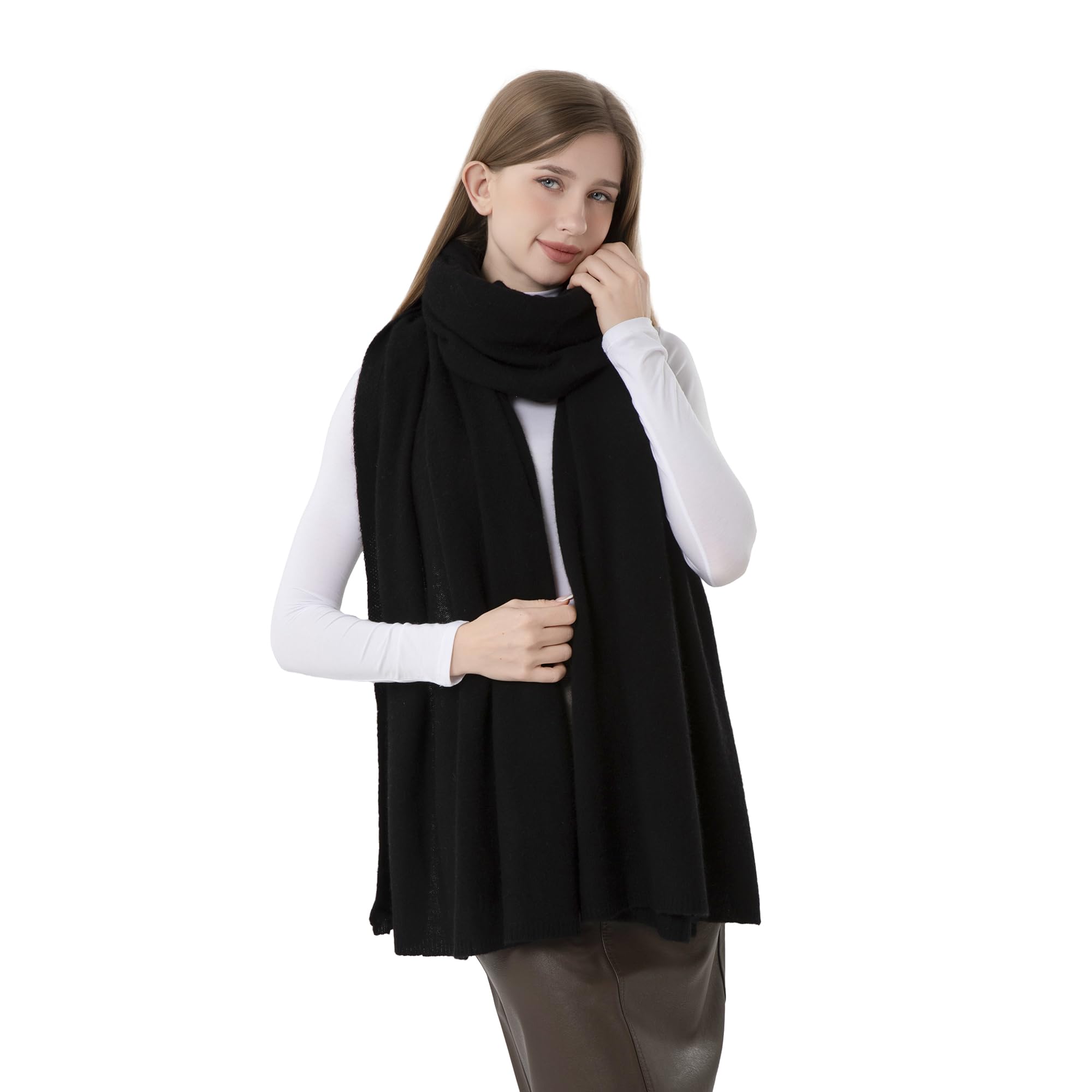 Kaschmir-Wickeltuch, warm, weich, gestrickt, Stola für Damen, Flugzeug, Reise, Decke, Schal, 221 x 71,1 cm, extra groß, Pashmina