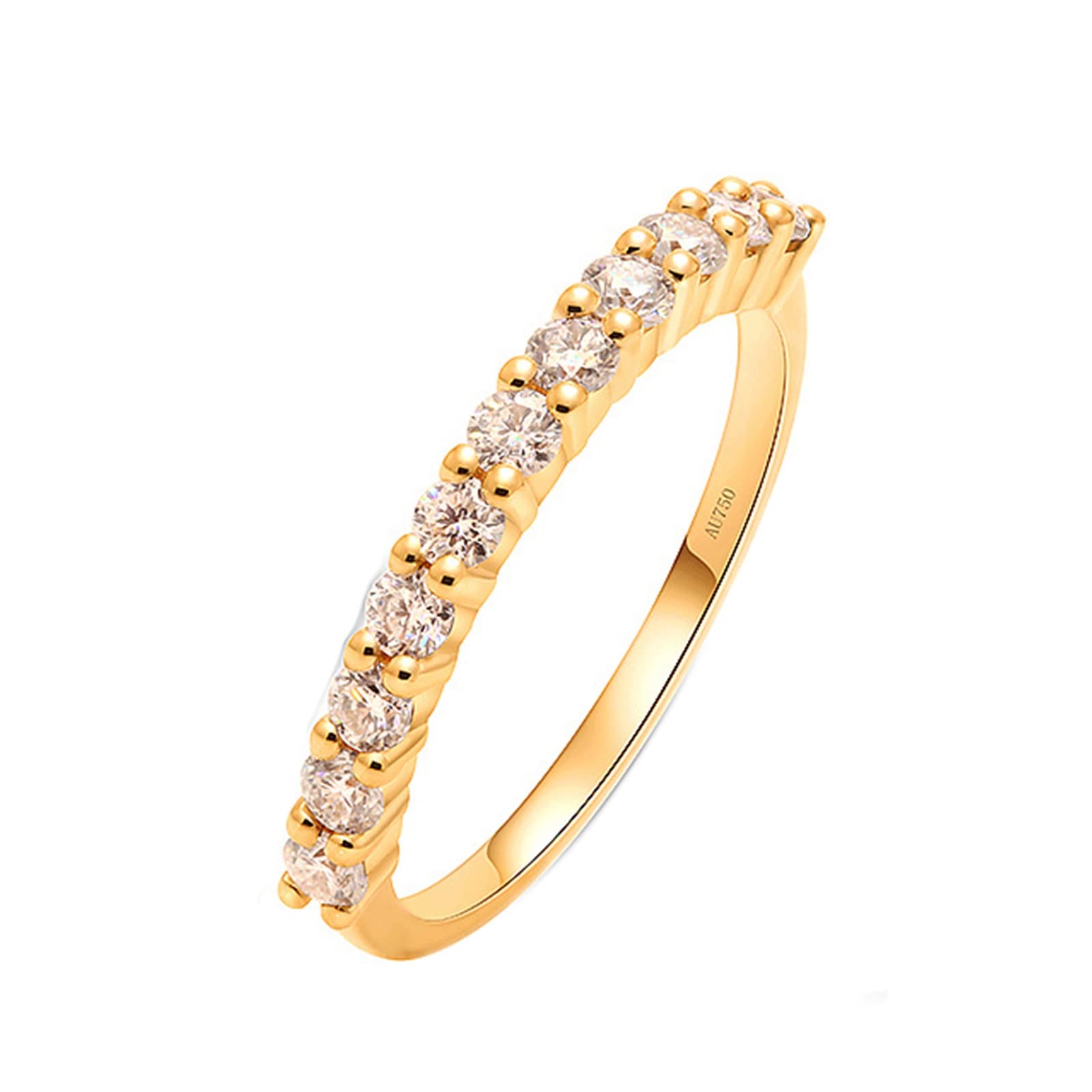 Epinki Anillos para Mujer, Anillo Oro 14K/18K Apilable Moissanita 0.03ct Anillos Joyeria