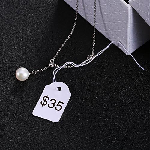 White Price Tags Paper Gift Marking Tags Strung Jewelry Price Labels Clothing Display Tag, 500 Pack (29 x 18 mm)