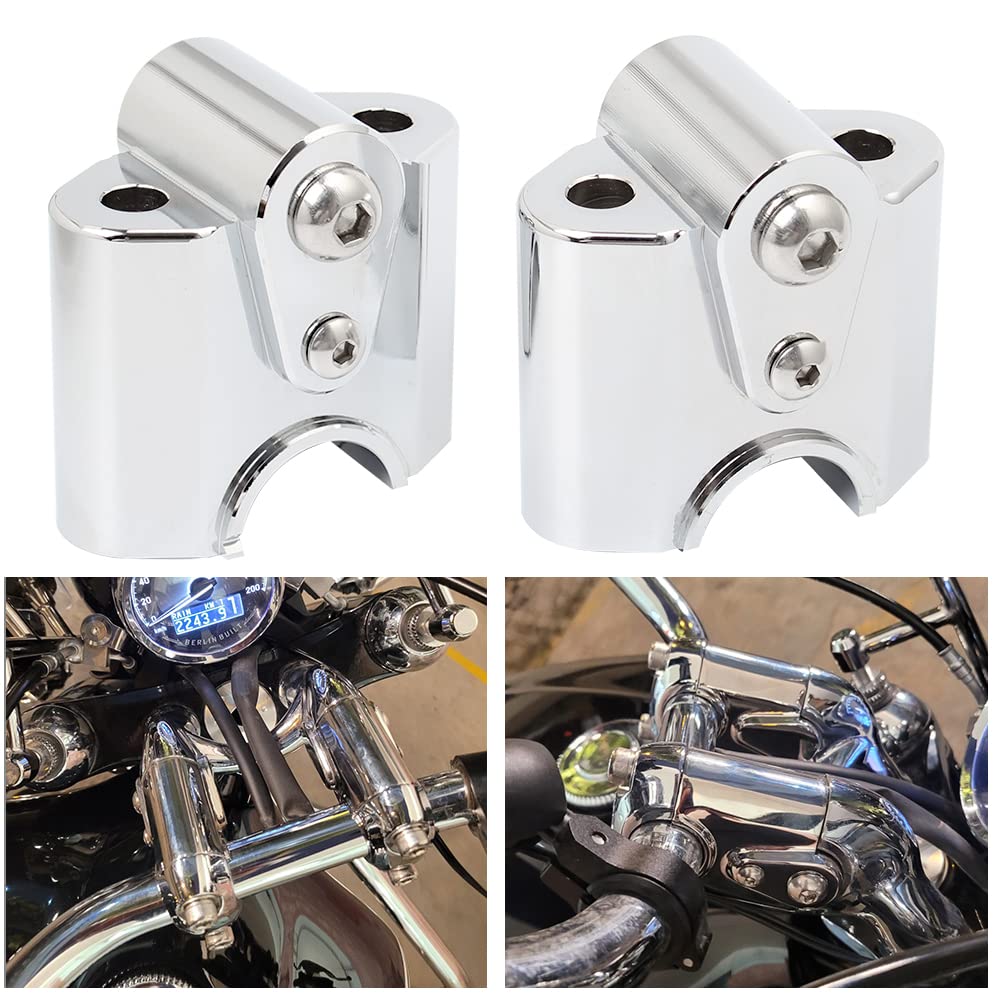 HIYOYO Chrome Motorcycle Handlebar Risers Height up Accessories Motorbike Move Mount Adapter, 63mm Handle Bar Clamp Compatible with BMW R 18 R18 Classic Riding Travel