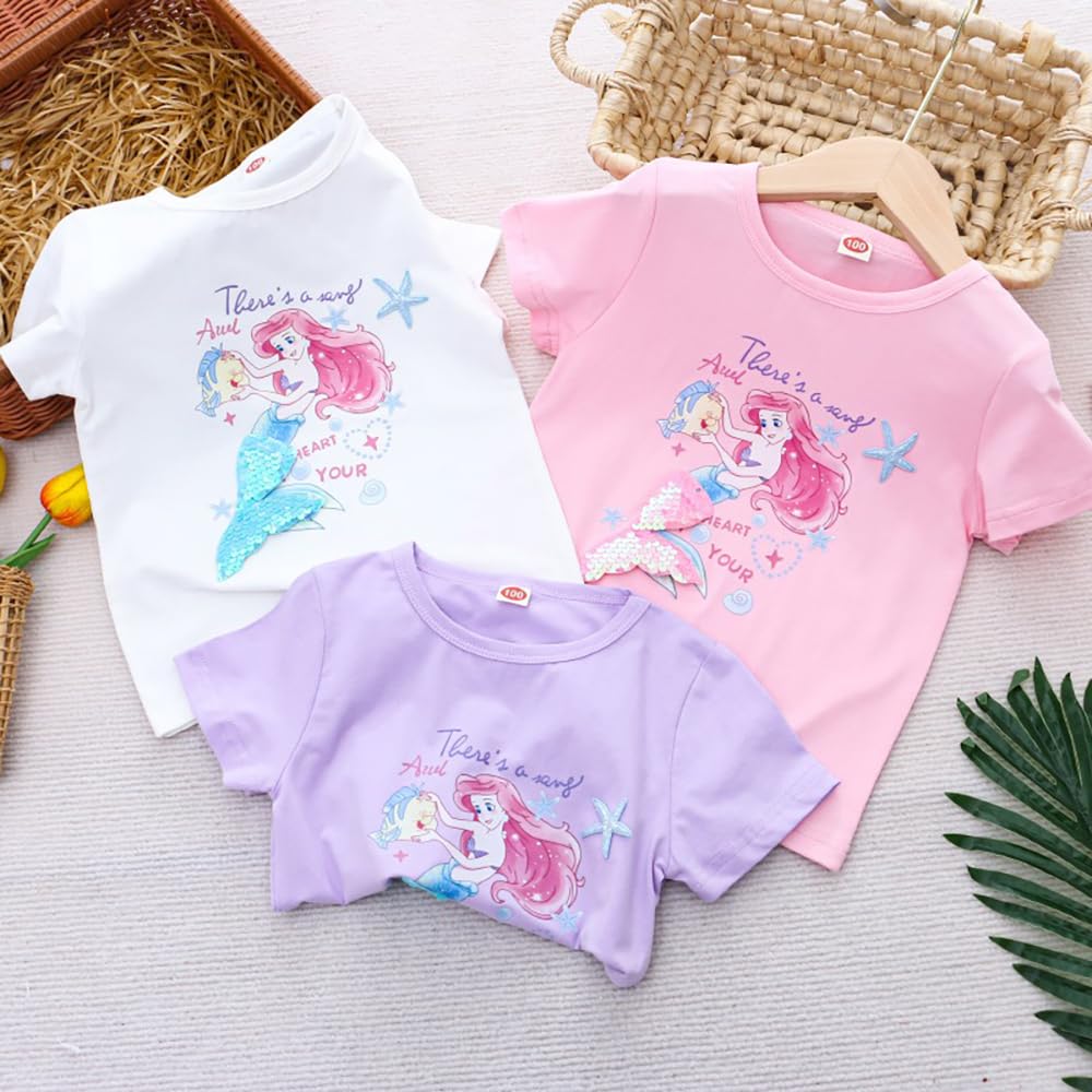 MEDMx88RISING マーメイド スパンコール 半袖Tシャツ トップス Amazon.co.jp: [WIEWILY] アリエル半袖tシャツ キッズ