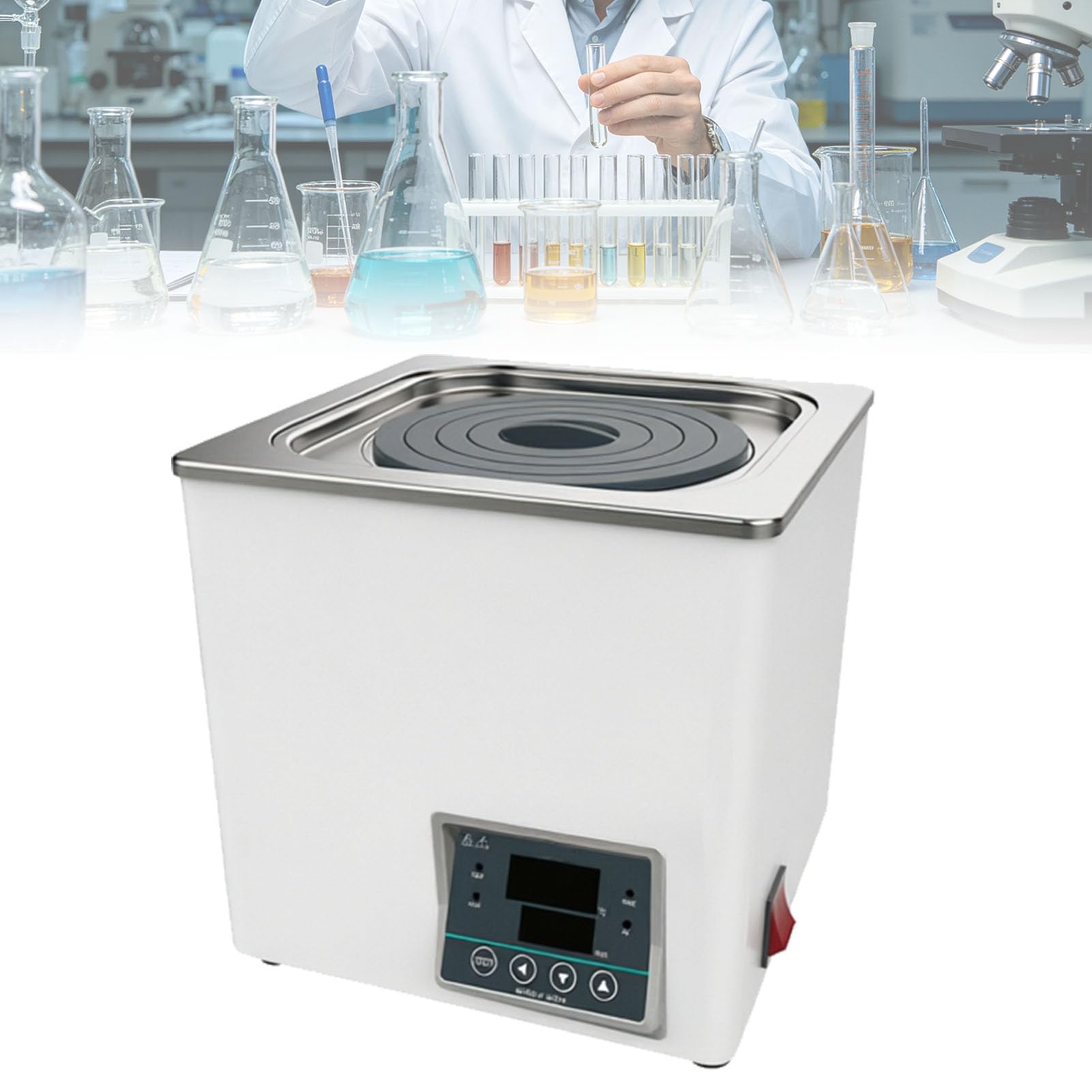 Baño María De Laboratorio Digital, Baño Termostático con Pantalla Digital Y Tapa Protectora for Uso En Laboratorio, Baño María De Laboratorio Científico, Precisión De 0,1 ℃