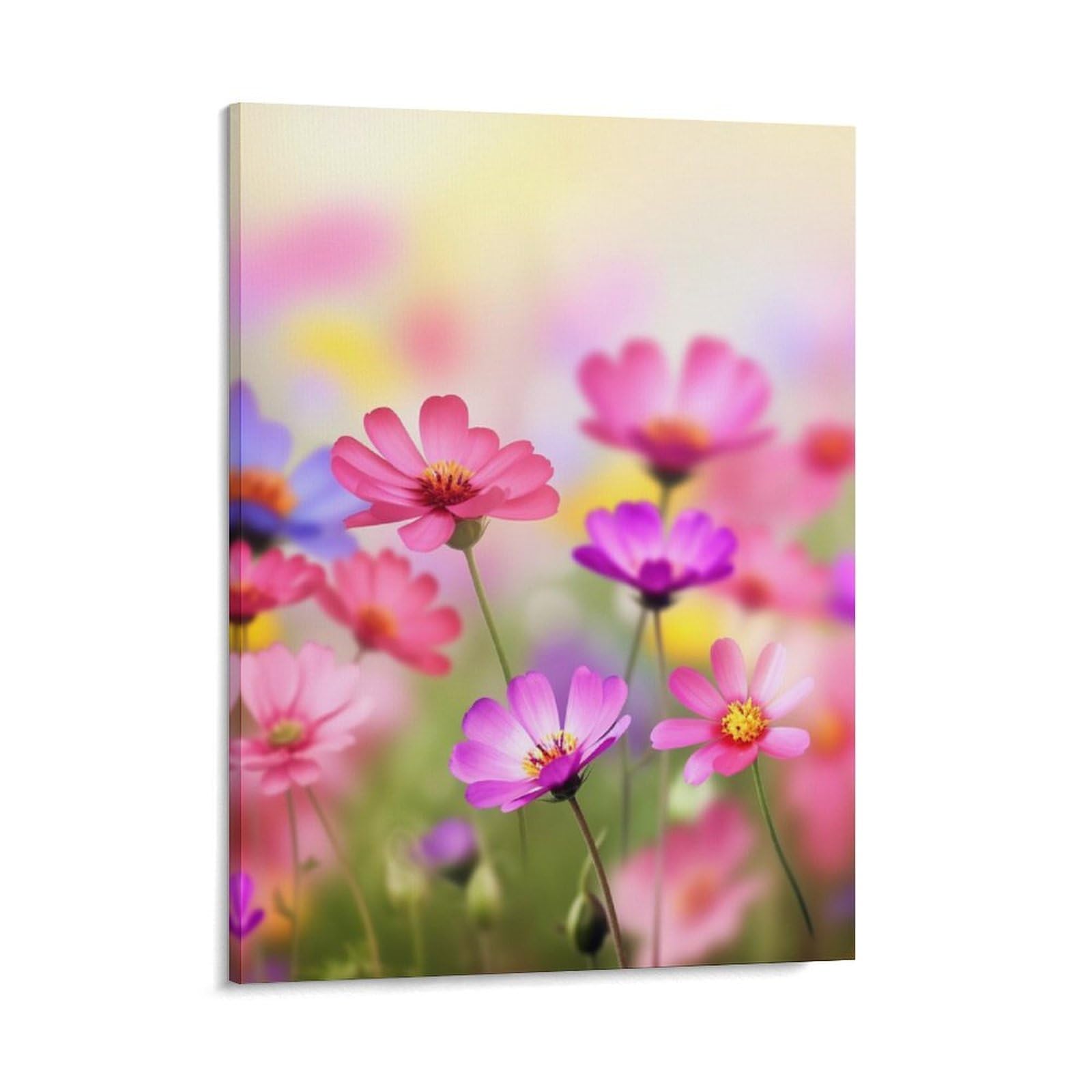 Summer Flowers Wall Art for Home, Abstract Canvas Framed Painting for Living Room, Portable Poster Print for Wall Decor, Personalized Artwork Picture for Hallway, Bedroom 16x20inch(41x51cm)