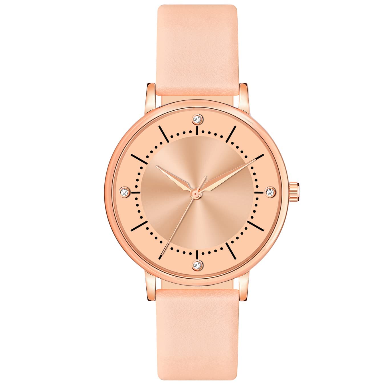 GOLDENIZE FASHION Latest Casual Formal Analog Round Diamond Dial Leather Unisex Wrist Watches for Women & Girls- Girl Watch for Gift (Light Pink) (B0BHY9BV88) Amazon Price History, Amazon Price Tracker