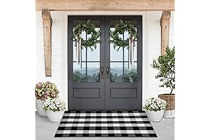 LILY REY Premium Black and White Checkered Plaid Doormat