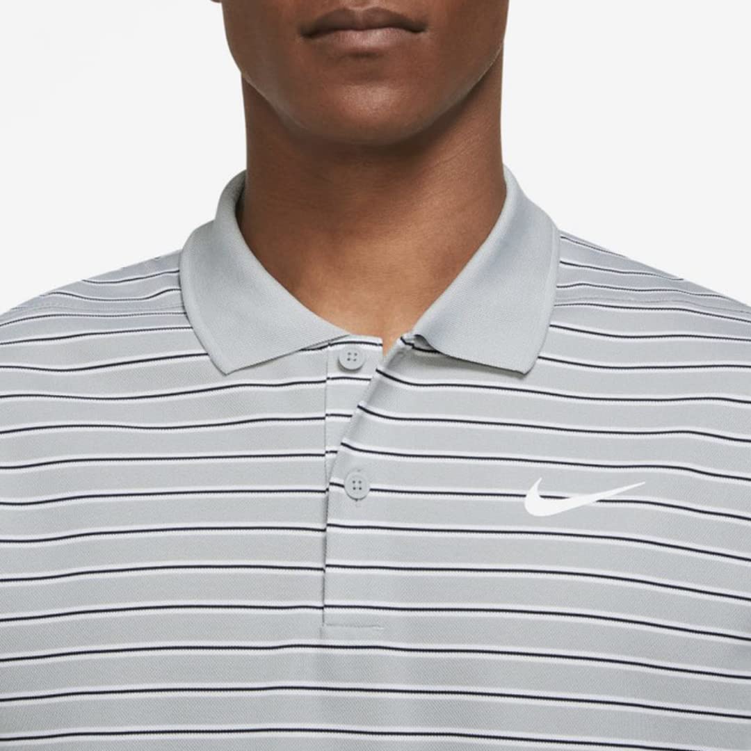 Nike Dri-FIT Victory Stripe Polo, Light Smoke Grey/White, Small