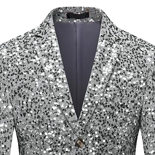 Mens Fashion Sequin Blazer Tuxedo Sport Coats Slim Fit Shiny Sequins Dress Suit Jacket for Prom Party Dinner2