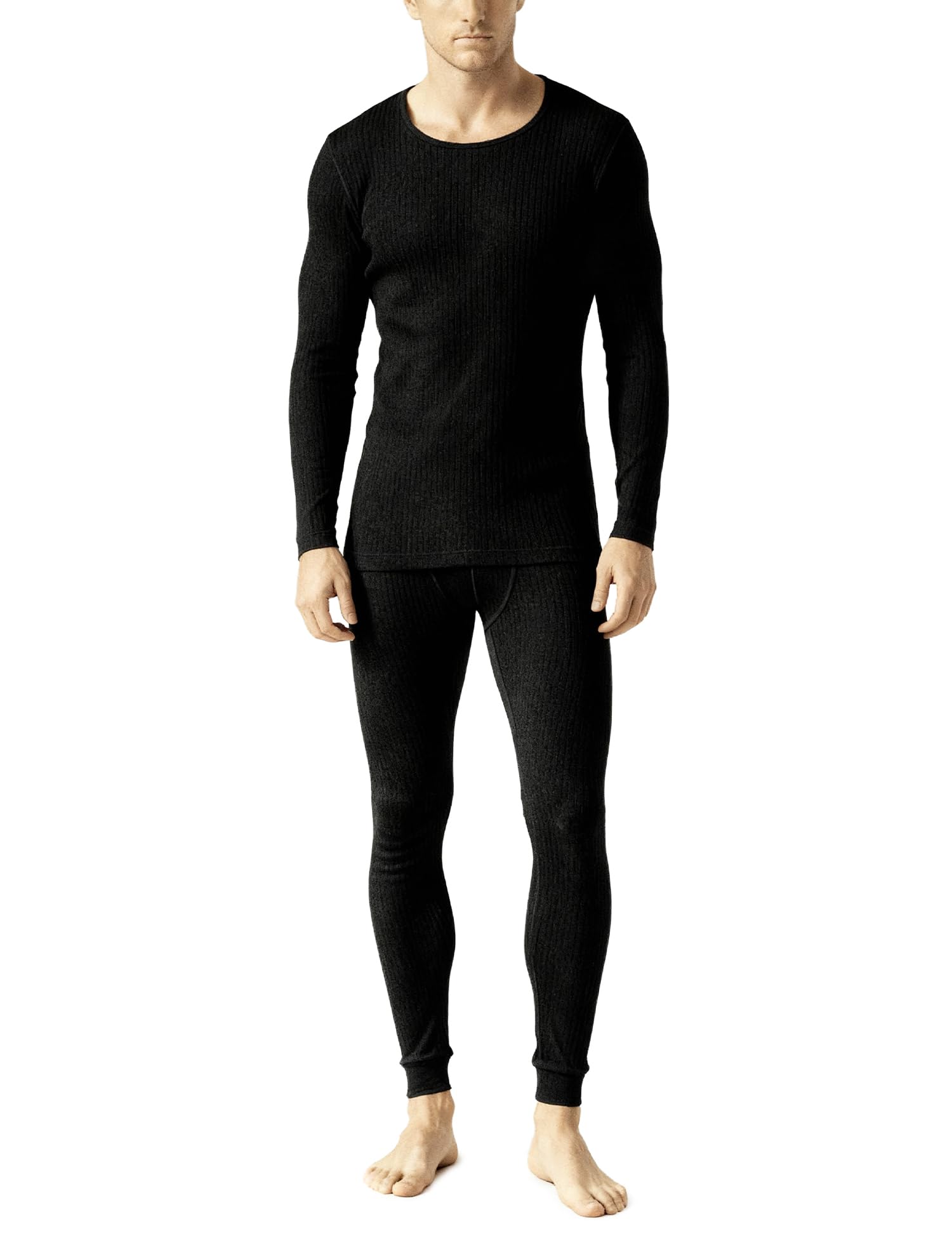 HeatCode Thermal Wear for Men, Fleece Lined Ribbed Full Sleeves Thermals Set, Super Soft Body Warmer Set for Man, Cotton Blend Warm Winter Inner