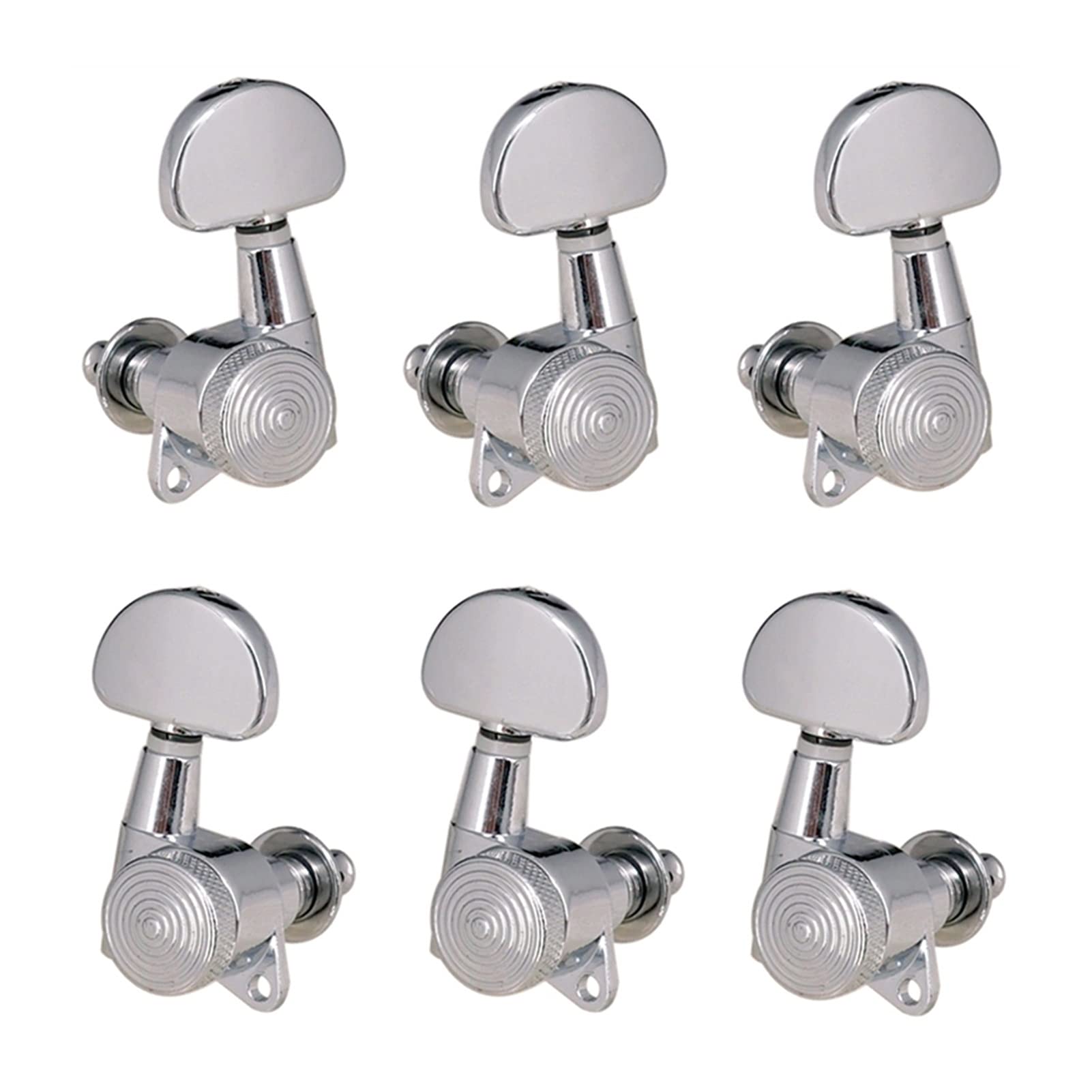 Clavijas Afinación Sintonizadores De Cuerda Bloqueados De Cromo Plateado 3R3L, Clavijas De Afinación, Cabezales De Máquina, Botón Semicírculo para Guitarra Eléctrica Acústica