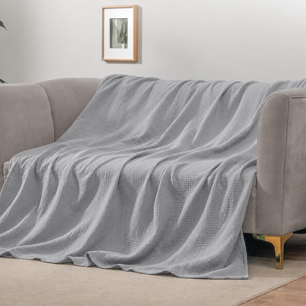 Musselin Decke 6 Lagig Sommer Erwachsene Leicht Atmungsaktiv Lila 150×200 cm