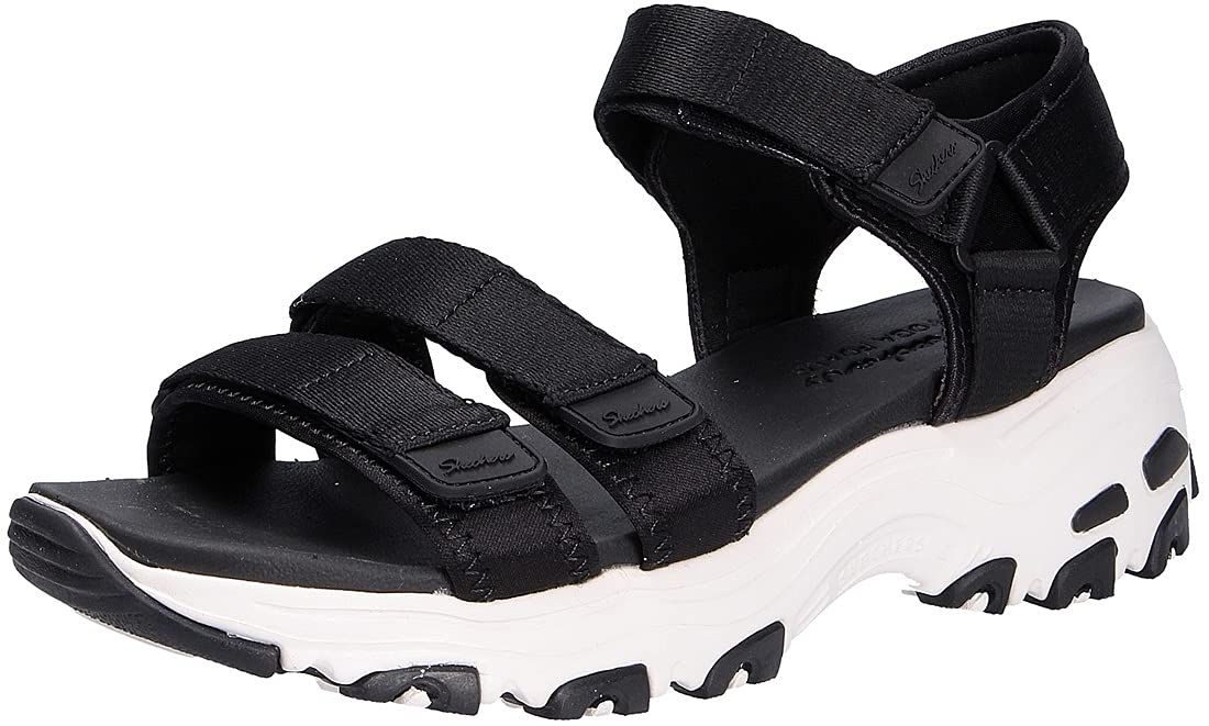 Skechers Women's D'Lites Fresh Catch Sandal, Black, 4 UK